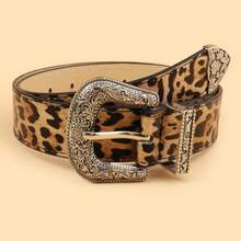 1PCS Fashion Retro Print Pattern Texture Niche Pin Buckle Wide Belt For Women Simple Artistic Versatile Belt - 黑色 - 查看 10