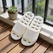 速干透气浴室拖鞋，防滑软底室内凉鞋，男女通用镂空拖鞋 - 白色 - 查看 6