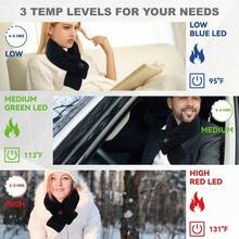 Unisex USB Heated Scarf, 100% Polyester Knit, 3 Heat Settings, Washable, Portable Electric Neck Warmer For Winter, Suitable For All Seasons (Power Bank Not Included) - Multicolor - View 5
