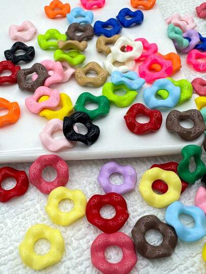 50/100/200颗混色圆形波浪隔珠，心形波浪塑料隔珠，大孔，适用于DIY首饰制作，手链，项链，钥匙扣