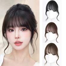 1PC Elegant Clip On Bangs For Women - Synthetic Loose Wavy Hair Extensions In Dark Brown, Black, Light Brown, Or Mixed Tones - Natural Daily Hairstyle Accessories With Sideburns - Light Brown - 查看 2