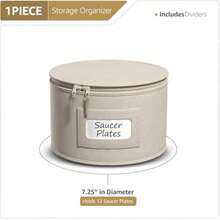 Sorbus China - Contenedores de almacenamiento - Organizador de vajilla para platos de postre con tapa capacidad para 12 con protectores de fieltro 7.25 x 5 pulgadas - Beis - Ver 3