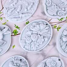 1pc Chrysanthemum Aroma Stone Silicone Mold, Handmade DIY Fragrance Stone Decor Mold, Multiple Patterns, Non-Stick, Easy Demold - White - View 3