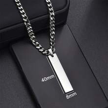 1 Pc Custom Name Stainless Steel Cuban Chain Square Pendant Necklace - Multicolor - View 10