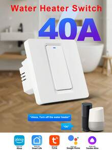 符合欧盟标准的 40A ZigBee 智能热水器开关，兼容 Alexa/Smart Life/Tuya，支持 APP 远程控制、语音控制和定时控制，带背光触摸屏，分体式快速安装，阻燃 PC+ABS 材质，需搭配网关使用。 - 彩色 - 查看 1