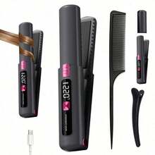 Máy uốn và duỗi tóc mini không dây 2 trong 1, 7 chế độ nhiệt, máy uốn tóc gốm mini, dụng cụ tạo kiểu tóc sạc USB, phù hợp cho gia đình, du lịch, sử dụng tại salon, và cũng là món quà tuyệt vời cho bạn bè và người thân trong dịp lễ, pin 4500mAh. - Nhiều màu - Xem 16