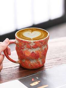 1pc 280ml Ceramic Cup, Hanging Ear Coffee Cup, Soda Cup, Cold Drink Cup, Breakfast Milk Cup, Oatmeal Cup, Flower Tea Cup, Latte Art Coffee Cup, Espresso Cup, Office Water Cup, Creative Crackle Glaze Ceramic Mug, Beverage Cup, Coffee Cup - Multicolor - View 5