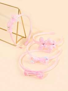 Set de 4 diademas de tul rosa y azul para niñas, diadema con flor de perla y mariposa, accesorios para el cabello de princesa dulce para niñas, regalos de primavera y verano para fiestas de cumpleaños y uso diario - Multicolor - Ver 4