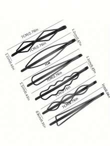 12件套女士简约黑色发夹套装，适合日常通勤，是送给女孩、夏季、假期和旅行的理想礼物。 - 彩色 - 查看 5