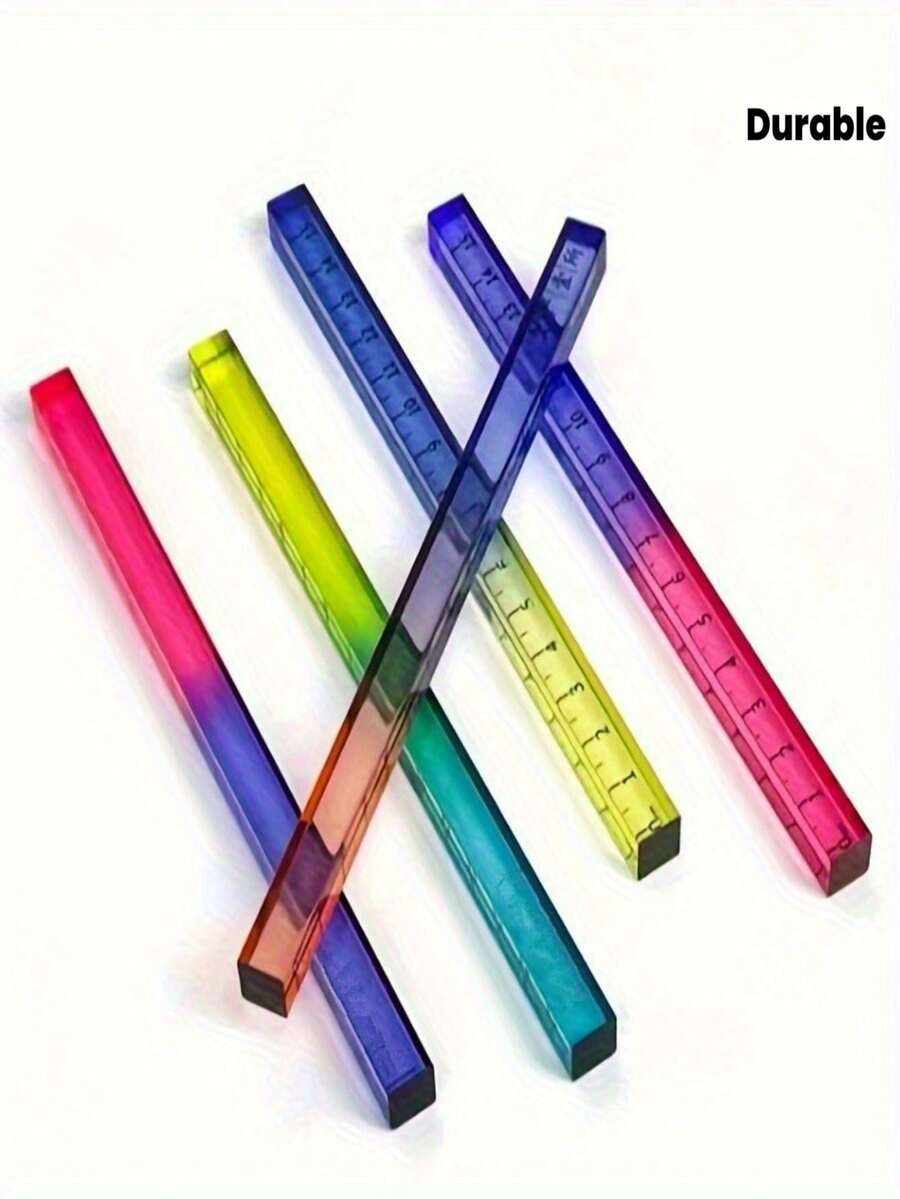 Regla de gradiente de 15 cm/5,91 pulgadas - Escala multicolor transparente (rosa, amarillo, verde, azul, morado) para geometría, dibujo, oficina y estudio - Superficie lisa y duradera, herramienta de medición precisa, herramienta de dibujo geométrico, diseño vívido, material transparente conveniente (la uniformidad de la distribución del color del producto se distribuye al azar) - Multicolor - Ver 1