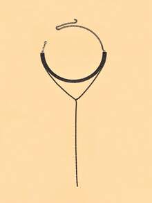 1 chiếc vòng cổ tua rua dài pha lê đen, vòng cổ hình chữ Y hình học, phụ kiện trang sức phong cách Gothic thời trang cho lễ Halloween - Nhiều màu - Xem 2