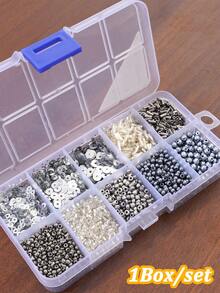 1 Caja/Set de 12 Rejillas de Cuentas de Vidrio Mezcladas de Diferentes Estilos para Hacer Joyas DIY, Pulseras, Collares - juego de cuentas de 12 gramos - Ver 9