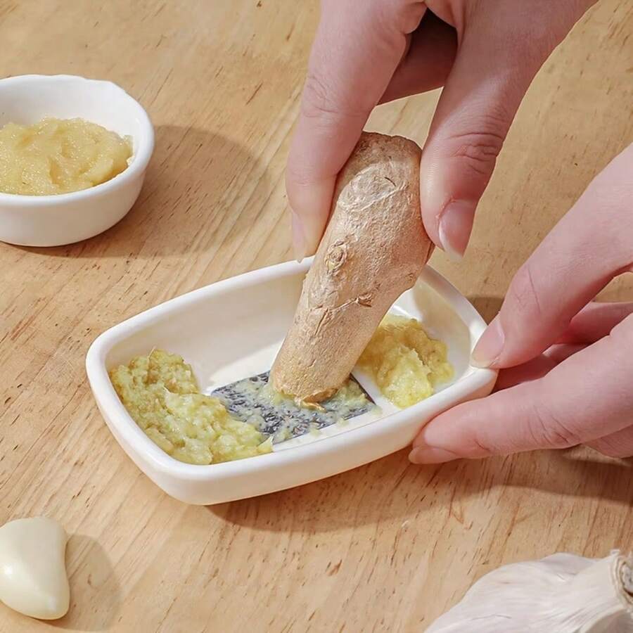 1pc Garlic Press Stainless Steel Ultra Fine Garlic Grinder Easy To Carry Garlic Crusher Tool For Ginger Garlic Paste Kitchen Gadget - White - View 1
