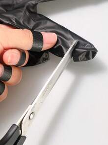 1张遮蔽纸/10只一次性黑色美甲手套，高弹性，适用于美甲灯 - 彩色 - 查看 2