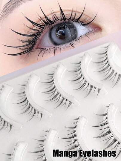  Asiteo Manga False Eyelashes 5 Pairs Little Devil Naturally Soft Eyelashes Transparent Plastic Band Fairy Faux Mink Lashes Strip Lashes,Eyelashes, Fake Lashes,Lashes,Suitable For Makeup,Gift Strip Lashes,Eyelashes,Fake Lashes,Gift For Women,Girls,Party Supplies,Wedding Gifts,For Women Daily Makeup And Work,Travel,Music Festivial