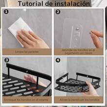 Juego de 2 estanterías de esquina para baño estante ducha de aluminio espacial con 4 ganchos organizador de ducha de gran capacidad sin taladro adecuado para baño cocina. Triángulo negro dorado - Oro2Rectángulo - Ver 3