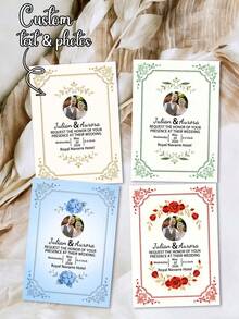 Customized Wedding Invitation, Customized Photo Wedding Invitation Card, Wedding Greeting Card, Wedding Invitation, Can Customize Photo, Name, Time, Location Information - Multicolor - View 1