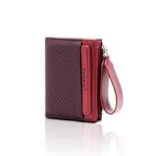 Ví nữ ngắn có ngăn đựng thẻ, ví phối màu, khóa kéo, kiểu dáng thời trang Ins, phù hợp cho sinh viên, ví nữ mini, ví cầm tay, ví nhỏ xinh, ví dễ thương, ví đeo cổ tay, ví vintage. - Màu Đỏ Sâu - Xem 5