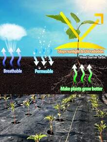 Geotextil antimalla para control, malla agrícola antimalla, tela de acolchado de invernadero permeable al agua - negro - Ver 6