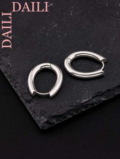 1 par de pendientes de aro gruesos de acero inoxidable 316L, pendientes de aro gruesos y ligeros para mujeres y hombres