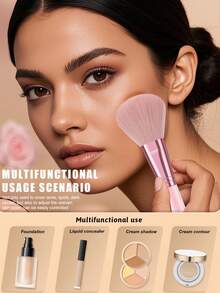 42件套化妆工具套装，包括：25支化妆刷套装+2个化妆海绵+2个迷你化妆海绵+2个三角粉扑+8个迷你气垫粉扑+2个圆形粉扑+1个化妆刷清洁工具 - 粉色 - 查看 3