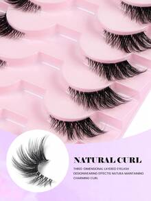 MAANGE 10Pairs New Cat Eye Lashes Natural Long Thin Band Lashes Winged End Eye Elongated Eyelashes Faux Mink Eyelashes Makeup Strip Lashes,Lashes,Eyelashes,Fake Lashes ﻿ ﻿ - Black - View 7