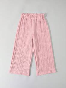 1pc Girls' Solid Color Loose Casual Versatile Leggings, Young Ladies' Wide Leg Cropped Pants, Suitable For Spring & Summer - Multicolor - View 47