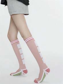 1 par de calcetines de compresión deportivos para saltar a la cuerda, de tubo largo, color rosa, nuevos para primavera, para yoga y fitness - Multicolor - Ver 4