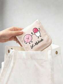 1 pièce Boîte à pilules portable, sac de rangement mignon avec motif de pilules et seringues de dessin animé, organisateur de médicaments compact et trousse de premiers soins, ensemble médical portable, convient pour le stockage de médicaments au quotidien/en extérieur/en voyage/en dortoir - Multicolore - Voir 6