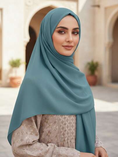 1pcsWomen Solid Color Chiffon Hijab Lightweight Soft Head Scarf For Daily Wear