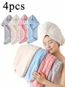 1 chiếc mũ trùm tóc dày dặn, thấm hút tốt, chất liệu lông cừu san hô, có dây chun, kiểu dáng tối giản, màu trơn, kích thước lớn, siêu thấm hút, phù hợp cho cả tóc dài và tóc ngắn, cần thiết cho việc tắm tại nhà, salon, khách sạn, thể thao, khăn lau tóc nhanh khô dành cho phụ nữ và bé gái. - Nhiều màu - Xem 17