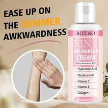 Crema para la piel desnuda 5 en 1 de 100g, base de maquillaje, proporciona un brillo radiante, rellena los poros, control del aceite, enriquecida con vitamina E, hidratación duradera, se puede usar como base, textura no grasa, aplicación suave, crea un maquillaje perfecto - Blanco - Ver 8