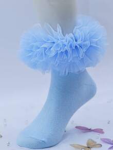 1 Pair Girls' Lace Ruffle Socks Fluffy Ruffle Baby Infant Princess Socks - Multicolor - View 4