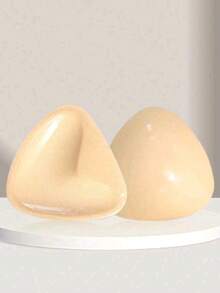 1 Pair Double-Sided Reusable Self-Adhesive Bra Pads, Thickened Invisible Bra Inserts, Waterproof For Swimming - Apricot - View 6