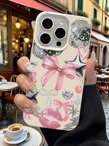 Bow-Knot 1pc White Bow Lip Print Personalized Pattern Full Coverage TPU Shockproof Phone Case Compatible With Apple 17, 16, 15, 14, 13, 12, 11 Pro Max And Series - Multicolor - View 5