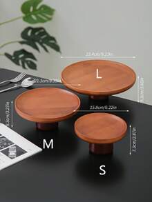 1pc Bamboo Cake Stand With Wooden Base, Dessert Display Plate, Multifunctional Fruit Tray, Suitable For Dining Table Decor, Home And Kitchen Serving Platter, Ramadan Use - Maroon - View 11