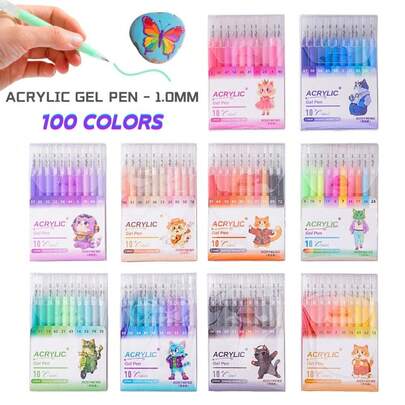 Rosymeng 100 Colors Fine Tip Acrylic Paint Pens, High Pigment Markers For Students, Artists, DIY Painting, Coloring, Marking On Glass, Ceramic, Plastic, Wood, Stone, Fabric, Paper, Back To School Gift
