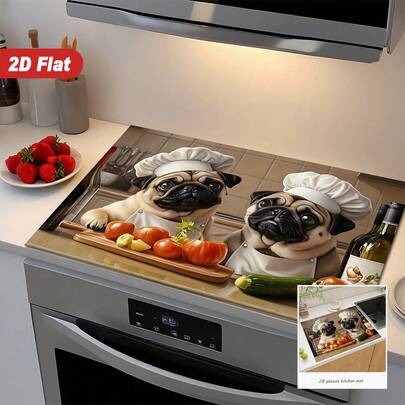 1pc, 2D Funny Pet Pattern Stove Top Cover, Non-Slip Pad, Suitable For Electric Stove, Induction Cooker, Stove Protector, Kitchen Countertop Energy Saver, Home Kitchen Decoration.