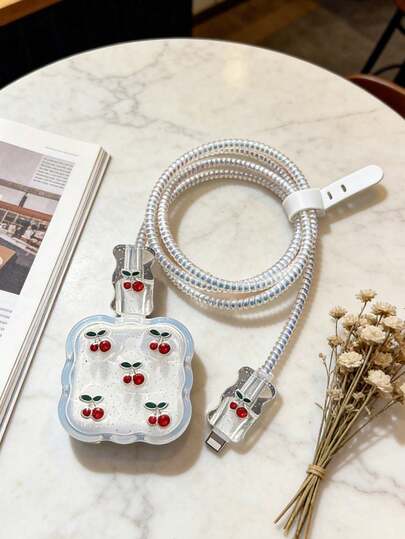 5 chiếc ốp bảo vệ bằng nhựa hình quả anh đào cho bộ sạc Apple 40W, phù hợp với dòng 17.