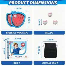 Wee Wonders Toss And Catch Ball Game Set, Kids Baseball Glove Includes 2 Paddles & 3 Sticky Balls, Ball And Catch Game For  Yard Pool Outside, Beach Essentials,Indoor Outdoor Kids Toys For Toddlers Ages 3-12 - Blue - New Arrival - View 9