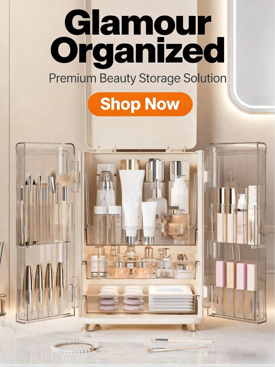 Hộp đựng đồ trang điểm, bàn làm việc chống bụi, tủ đựng đồ chăm sóc da, tủ đựng đồ trang điểm có ngăn kéo, dung tích lớn - Nhiều màu - Xem 1