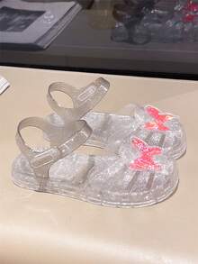 时尚女童凉鞋，包头沙滩鞋，夏季镂空透气优雅果冻鞋 - 銀色 - 查看 2