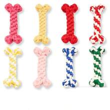 1个骨头形状棉绳狗玩具，宠物耐咬耐用编织棉绳玩具，宠物磨牙玩具 - 彩色 - 查看 1