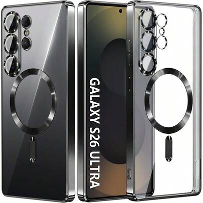 Luxury Transparent Plating Phone Case For Galaxy S26 S26Plus S26Utra A17 A37 A57 For Magsafe Magnetic Protection Cover