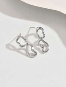 1 Pair Fashionable Asymmetrical Earrings, Unique Twisted Line Design, Minimalist Yet Elegant, Exuding Graceful Elegant When Worn - Earring - View 10