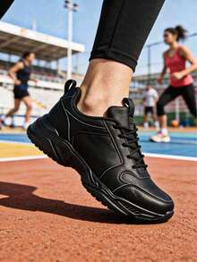 SAILUOPU Women's Casual Thick-Soled Sneakers, Black Soft Upper, Lightweight And Comfortable - Black - View 2