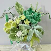 1022pcs/500pcs/400pcs Green Pipe Cleaner Set, Upgraded Densified Soft Fabric Plush Wire Handmade Floral Pipe Cleaners, Suitable For Beginner DIY Art And Craft Projects, Decoration Twist Sticks, Suitable For Gifts, Home Decor, Parties, Weddings, Bridal Bouquets, Mother's Day Gifts, Summer, Holiday Use - Green - View 9