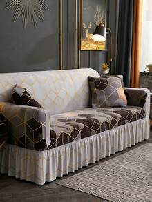 1 tấm bọc ghế sofa co giãn in họa tiết nhún bèo, chống bụi và chống bẩn, bảo vệ ghế sofa toàn diện, co giãn vừa vặn, trang trí nhà cửa, có thể giặt bằng máy - Xám - Xem 8