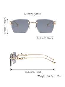 1 Pair Men's Metal Square Rimless Cut-Edge Glasses, Luxury Elegant Classic Business Casual Style, Fashion Eyewear - Multicolor - View 11