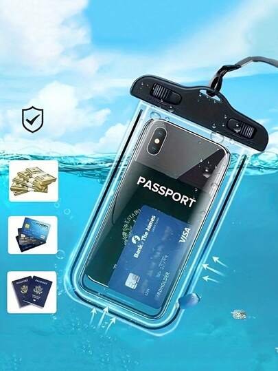 1pc Waterproof Phone Pouch, Universal PVC Waterproof Phone Case, Waterproof Bag, Touch Screen, Suitable For Diving, Outdoor Swimming